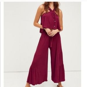 Free People Porter Co-Ord Two Piece Set Plum Wine Small Perfect!!!